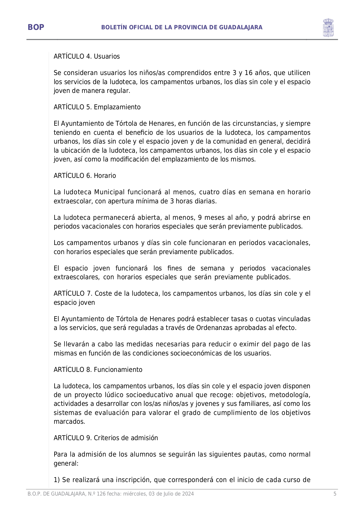 Aprobacin Definitiva Ordenanza Reguladora Uso Y Funcionamiento Ludoteca Campamentos Urbanos Das Sin Cole Y Espacio Joven Page0005